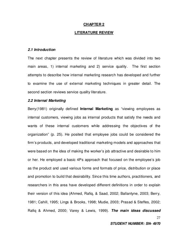 Service marketing literature review